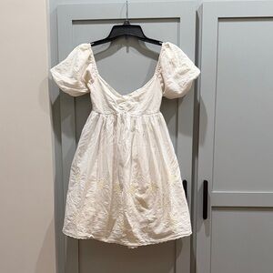 Urban Outfitters White Dress with Yellow Embroidery